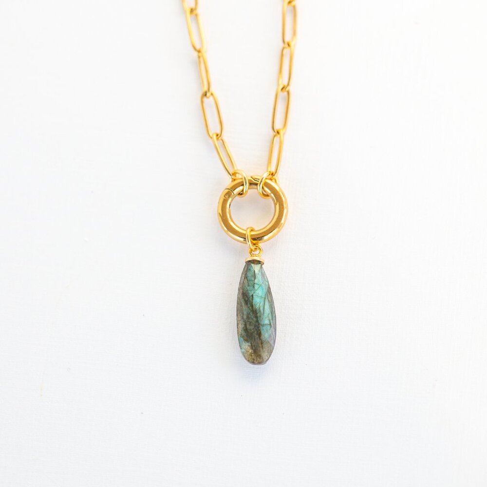 BEAUTIFUL Gemstone Pendant Necklace Removable WATERPROOF Charm Holder Necklace
